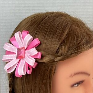 Handmade Two-Tone Ribbon Hair Clip –